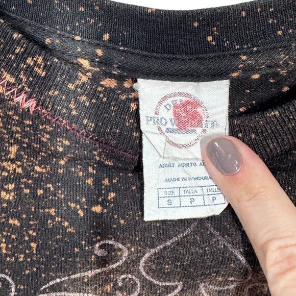 Reworked Johnny Cash Band Cropped Graphic Tee Small Oversized Bleached Boho Edgy - Picture 5 of 5